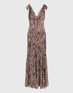 Diane Von Furstenberg Scarlette Zebra-print Satin Maxi Dress