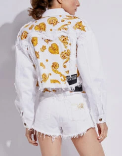 Versace Jeans Couture Baroque Jewels Printed Insert Denim Cropped Jacket -J.Lindeberg Shop 130084