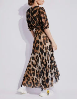 Ganni Leopard Print V-neck Wrapped Maxi Dress -J.Lindeberg Shop 136087