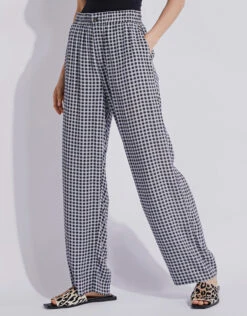 Ganni Check Printed Crepe Wide-leg Pants -J.Lindeberg Shop 136101