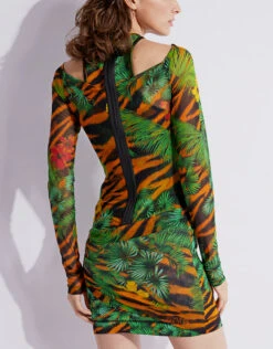 Versace Jeans Couture Tropical Tiger Print Fitted Mini Dress -J.Lindeberg Shop 137055