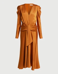 Jonathan Simkhai Annalise V-neck Satin Midi Dress