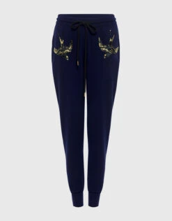 Markus Lupfer Merino Wool Bird Sequin Knitted Track Pants