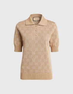 Gucci Lamé GG Jacquard Knit Polo