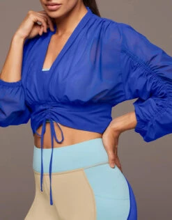 Front Page 17 Michi Maverick Long Sleeve Cropped Top-Royal Blue