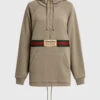 Gucci Web With Vintage Gucci Logo Cotton Hoodie