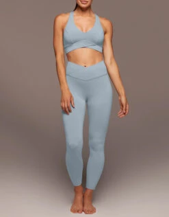 Michi Ray V-Neck Longline Bra-Ice Blue