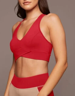 Michi Ray V-Neck Longline Bra-Fire Red -J.Lindeberg Shop 2532217