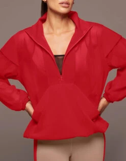 Michi Stratosphere Half Zip Top Jacket-Fire Red -J.Lindeberg Shop 2532371