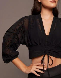 Michi Maverick Long Sleeve Cropped Top-Black -J.Lindeberg Shop 2550034