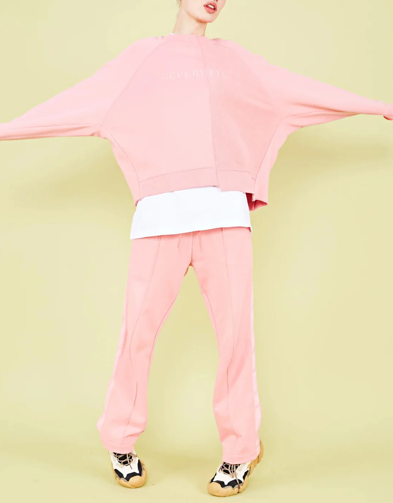 Être Cécile Superette Cropped Deconstructed Sweatshirt-Pink Icing 2 Être Cécile Superette Cropped Deconstructed Sweatshirt-Pink Icing - Image 2