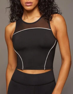 Michi Helix Crop Top-Black Ivory