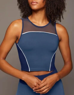 Michi Helix Crop Top-Neptune Blue