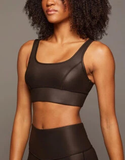 Michi Basal Gloss Longline Bra-Dark Oak