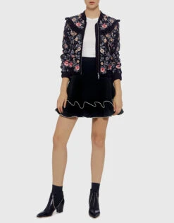 Needle & Thread Whisper Floral Embroidered Ruffle Bomber Jacket -J.Lindeberg Shop 26893