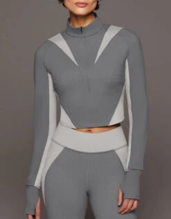 Michi Nordic W.Compress Long Sleeve Crop Top-Moonstone/Granite Grey -J.Lindeberg Shop 2689547