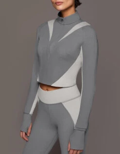 Michi Nordic W.Compress Long Sleeve Crop Top-Moonstone/Granite Grey -J.Lindeberg Shop 2689548