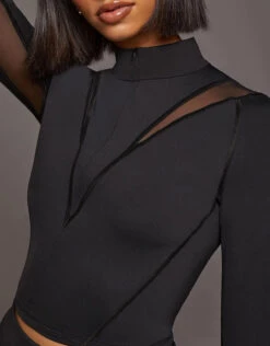 Michi Peak Long Sleeve Crop Top-Black -J.Lindeberg Shop 2689554