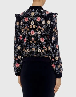 Needle & Thread Whisper Floral Embroidered Ruffle Bomber Jacket -J.Lindeberg Shop 26944