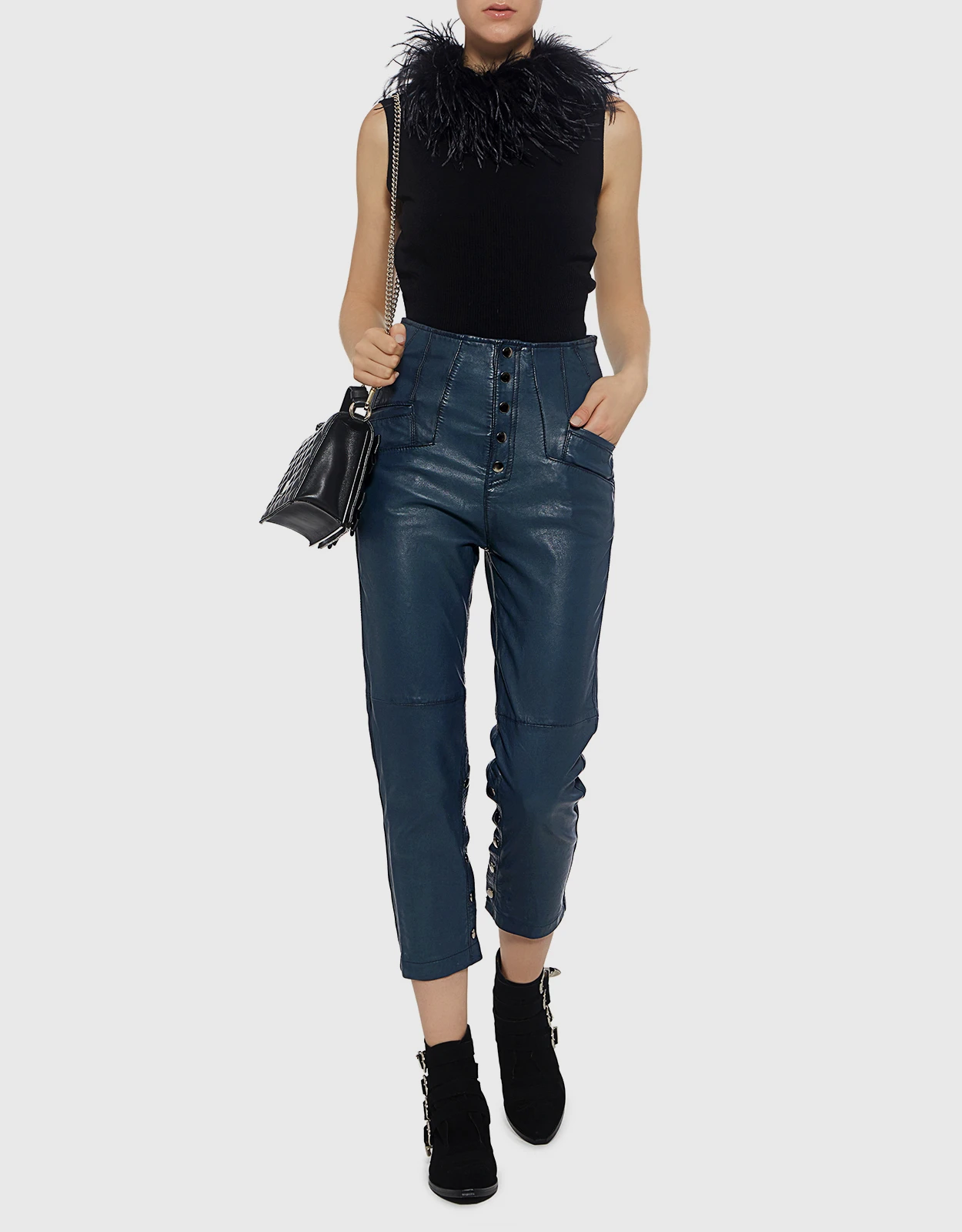 Marissa Webb Leather Makayla High-rise Cropped Pants 3 Marissa Webb Leather Makayla High-rise Cropped Pants - Image 3