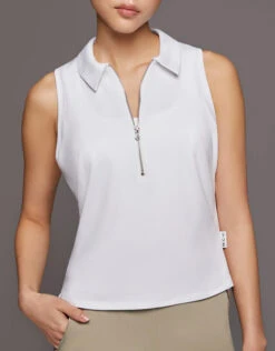Michi Ace Sleeveless Polo Shirt-White -J.Lindeberg Shop 2751469
