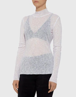 Rachel Comey Recall Crepe Rib Semi-sheer High Neck Knit Top -J.Lindeberg Shop 27733