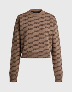 Balenciaga Logo Cotton Blend Crewneck Long Sleeves Sweatshirt