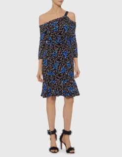 Saloni Tricia Off-the-Shoulder Silk Floral Ruffled Dress -J.Lindeberg Shop 29419
