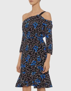 Saloni Tricia Off-the-Shoulder Silk Floral Ruffled Dress -J.Lindeberg Shop 29420