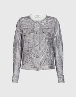 IRO Dalome Metallic Sequined Collarless Jacket