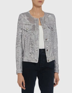 IRO Dalome Metallic Sequined Collarless Jacket -J.Lindeberg Shop 31979