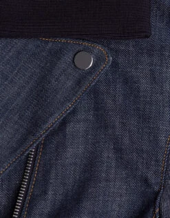 Tibi Removable Collar Oversized Denim Cropped Moto Jacket