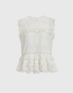 Front Page 44 Alexis Effie Tie-Back Ruffled Lace Top