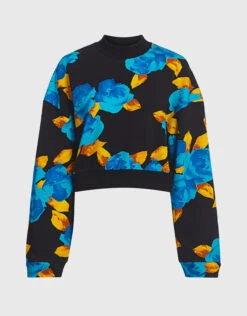 MSGM Floral Neoprene Cropped Sweatshirt