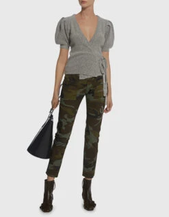 Rachel Comey Agita V-neck Puff Sleeve Wrap Cropped Knit Top -J.Lindeberg Shop 32985