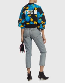 MSGM Floral Neoprene Cropped Sweatshirt -J.Lindeberg Shop 33022