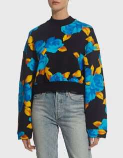 MSGM Floral Neoprene Cropped Sweatshirt -J.Lindeberg Shop 33023