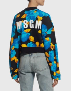 MSGM Floral Neoprene Cropped Sweatshirt -J.Lindeberg Shop 33024