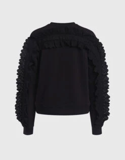 McQ Alexander McQueen Eyelet Lace Ruffle-Sleeve Sweatshirt -J.Lindeberg Shop 33049