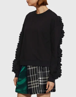 McQ Alexander McQueen Eyelet Lace Ruffle-Sleeve Sweatshirt -J.Lindeberg Shop 33928