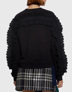 McQ Alexander McQueen Eyelet Lace Ruffle-Sleeve Sweatshirt -J.Lindeberg Shop 33929