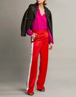 MSGM Chain Side Stripe Satin-crepe Track Pants -J.Lindeberg Shop 34506