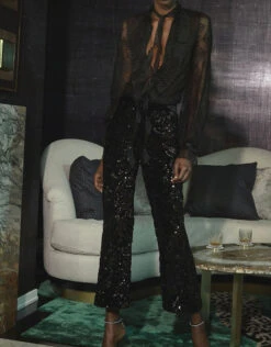 Alexis Pace Sequin Flare Cropped Pants -J.Lindeberg Shop 34542