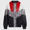 MSGM Snake Skin Patchwork Faux Leather Hoodie Jacket