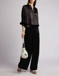 Ganni Cameron Dotted Satin Wide-leg Pants -J.Lindeberg Shop 36214