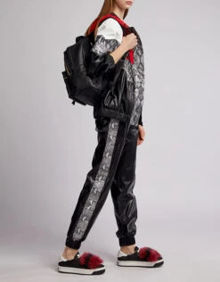 MSGM Snake Skin Patchwork Faux Leather Hoodie Jacket -J.Lindeberg Shop 37253