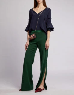 Jonathan Simkhai Crepe Satin Slit Button Straight Leg Pants -J.Lindeberg Shop 37319
