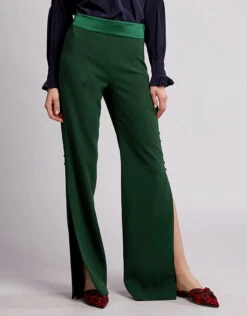 Jonathan Simkhai Crepe Satin Slit Button Straight Leg Pants -J.Lindeberg Shop 37320