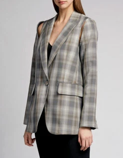 MM6 Maison Margiela Shoulder Cutout Detail Plaid Blazer 12 MM6 Maison Margiela Shoulder Cutout Detail Plaid Blazer -J.Lindeberg Shop 38732
