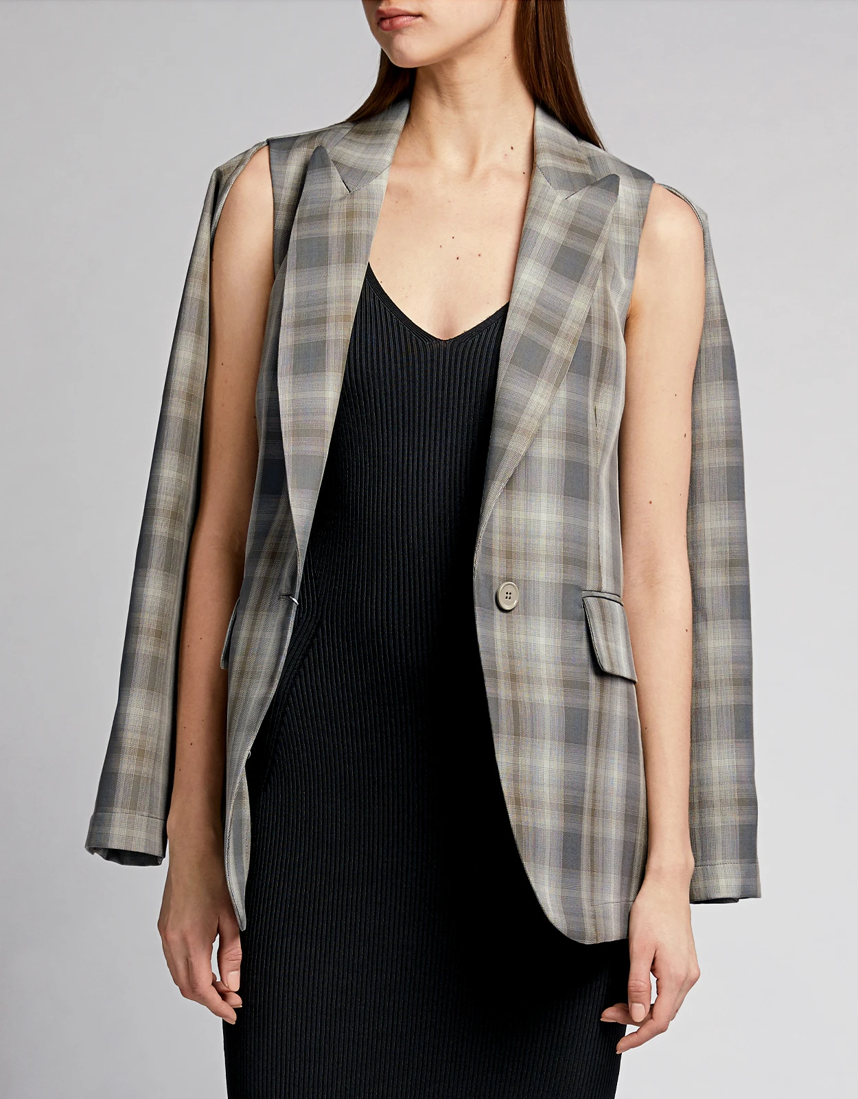 MM6 Maison Margiela Shoulder Cutout Detail Plaid Blazer 6 MM6 Maison Margiela Shoulder Cutout Detail Plaid Blazer - Image 6